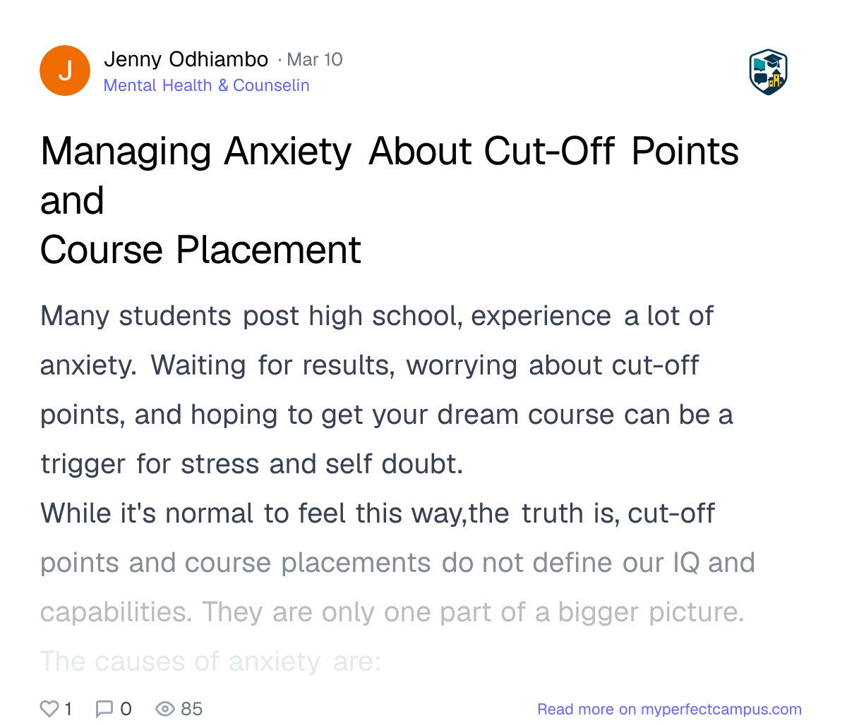 Managing Anxiety About Cut-Off Points and Course Placement - Forum | My ...